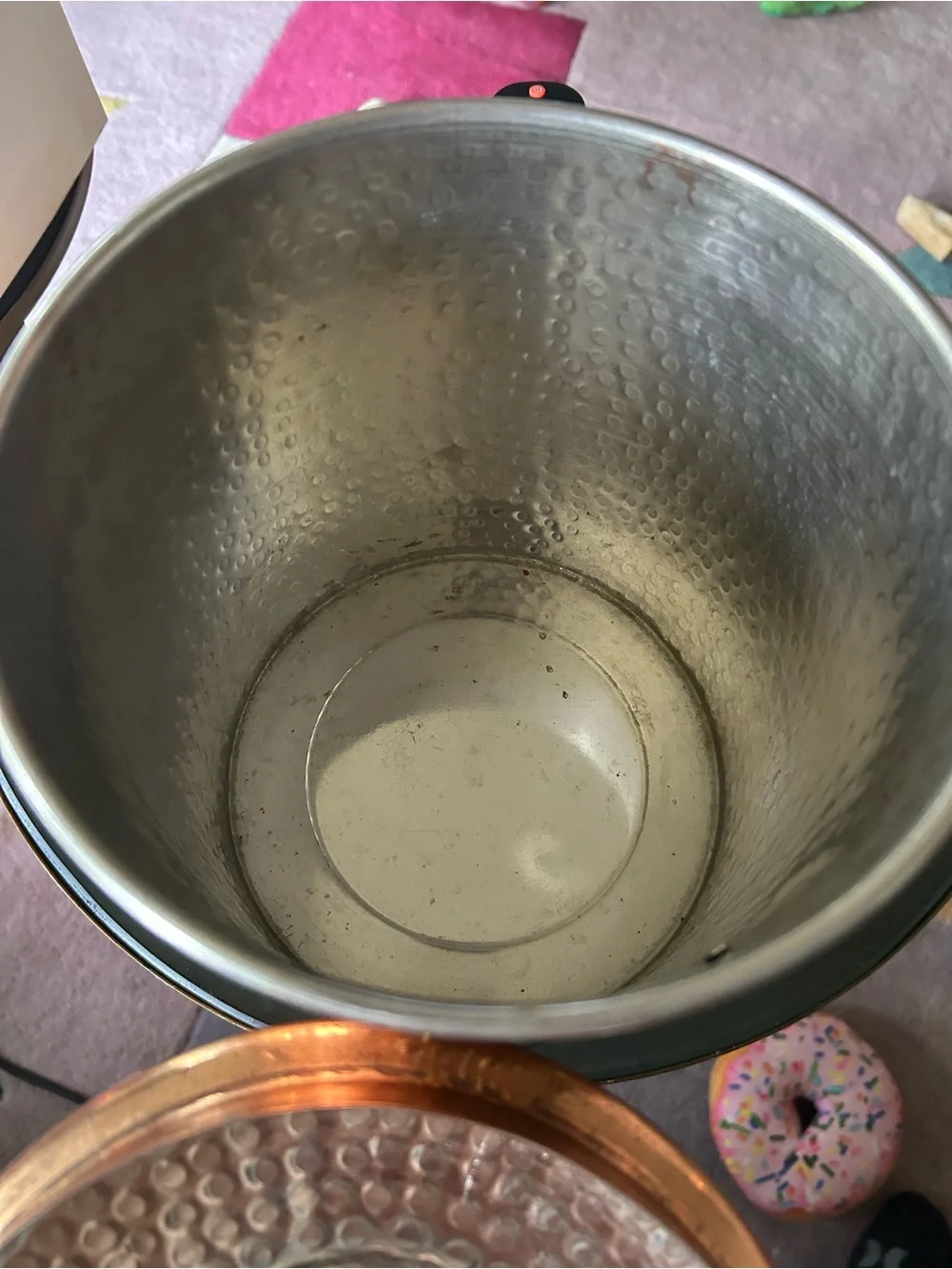 Copper Hammered Cookie Canister with Brass Label